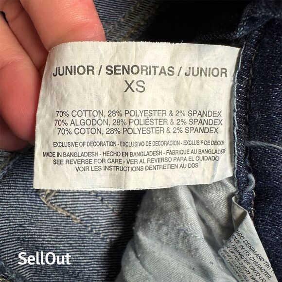 lei Juniors XS Blue Denim Overalls Whiskered Casual - Picture 7 of 7